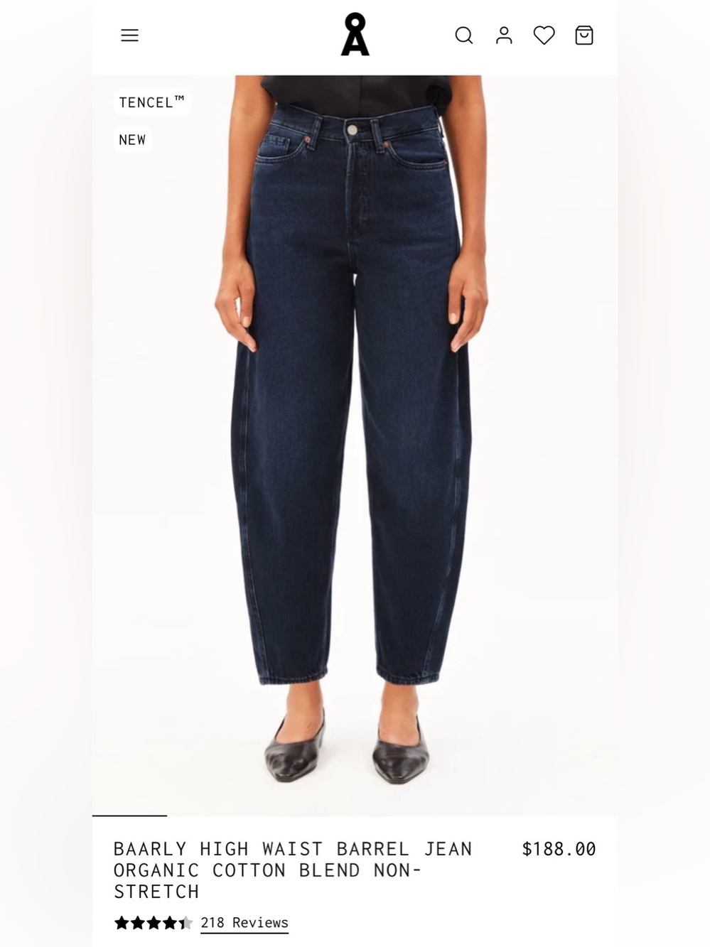 High-Rise Barrel Jeans in Deep Indigo